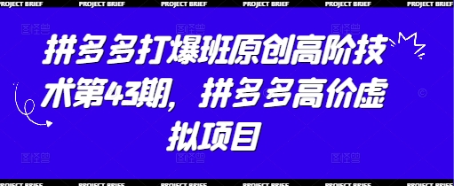 拼多多平台打穿班原创设计高级技术性第43期，拼多多平台高价位虚拟资源项目