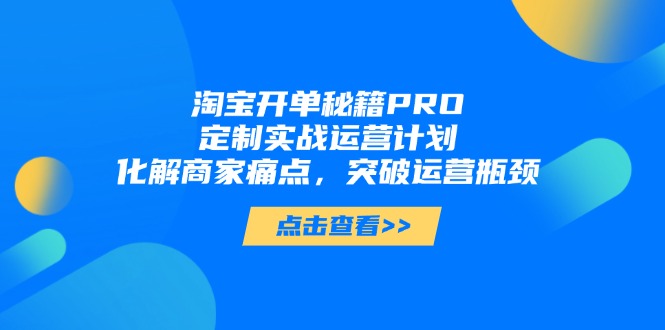 （14642期）淘宝开单秘笈PRO，订制实战演练运营方案，解决商户困扰，提升经营短板