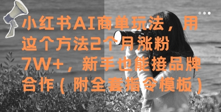 小红书的AI商单游戏玩法，用这种方法2个月增粉7W ，初学者也能接品牌合作(附整套命令模版)