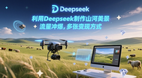 运用Deepseek制做江河美丽风景，总流量冲爆，好几张变现模式