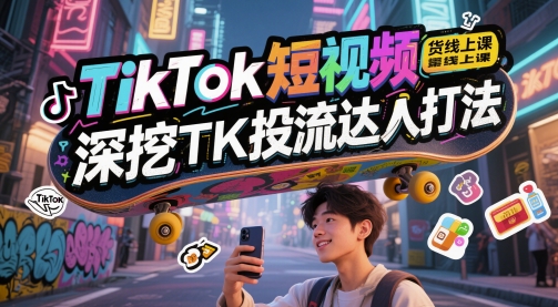 TikTok短视频卖货线上课，深入分析TK投流大咖玩法
