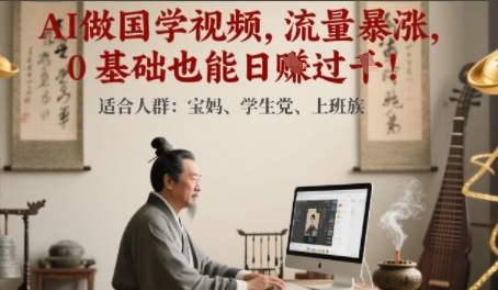 AI做国学视频，流量暴涨 ，0 基础也能日入多张