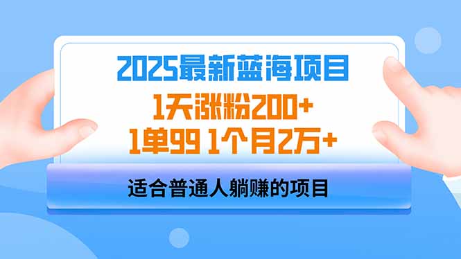 （14573期）2025蓝海项目 1天增粉200  1单99 1个月2万