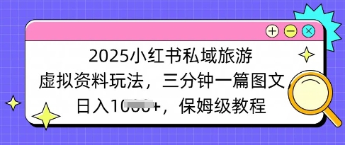 2025小红书的公域度假旅游虚似材料游戏玩法，三分钟一篇图文并茂，日入好几张 家庭保姆级实例教程