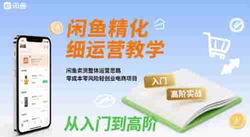 闲鱼精细化运营入门+高阶实战教学，闲鱼卖货整体运营思路，零成本零风险轻创业电商项目