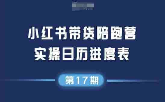 小红书第17期带货陪跑营，不囤货，无不直播，无不投流，通过选品+笔记内容+测品+笔记铺量+矩阵运营打爆款