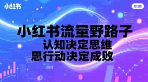 小红书流量野路子，认知决定思维，思维决定行动，行动决定成败