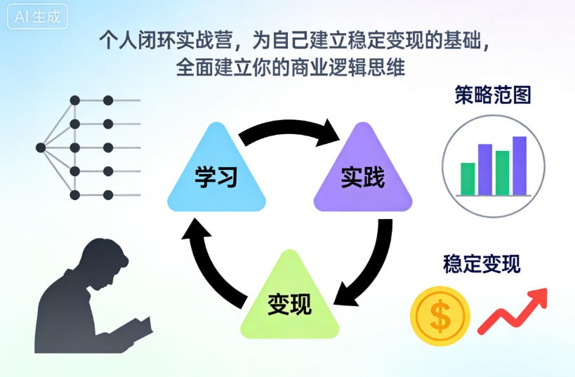 个人闭环实战营，为自己建立稳定变现的基础，全面建立你的商业逻辑思维