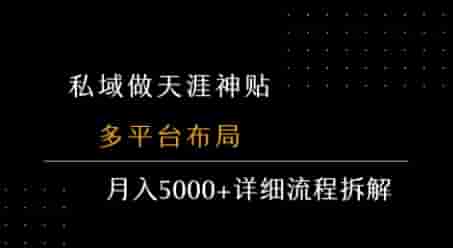 私域做天涯神贴 多平台布局 月入5k+详细流程拆解