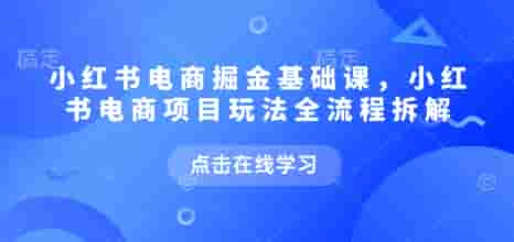小红书电商掘金课，小红书电商项目玩法全流程拆解（更新7月）