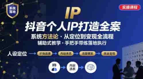 抖音个人IP系统落地实操大课，实操课程，辅助落地