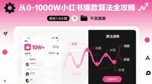 从0-1000W小红书爆款算法全攻略，时长1.5小时，干货满满