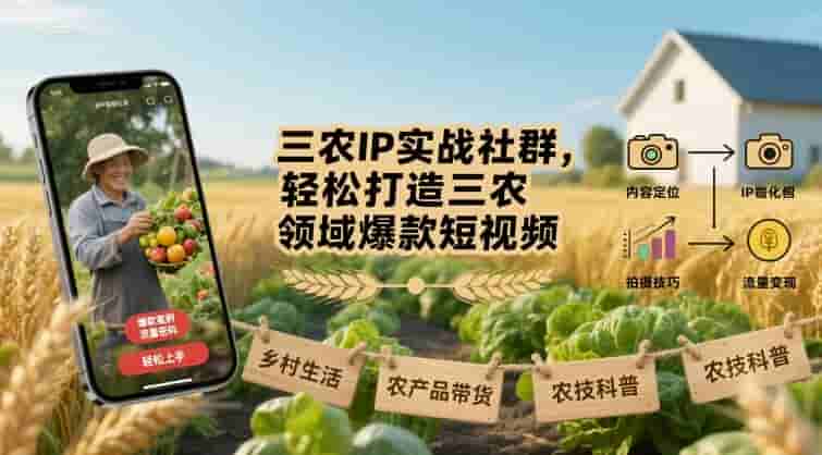 三农IP实战社群，轻松打造三农领域爆款短视频