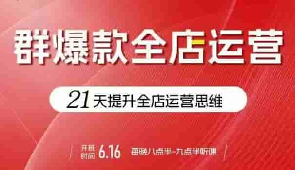 贾真电商群爆款全店运营，21天提升全店运营思维，起店、全店运营爆款不断