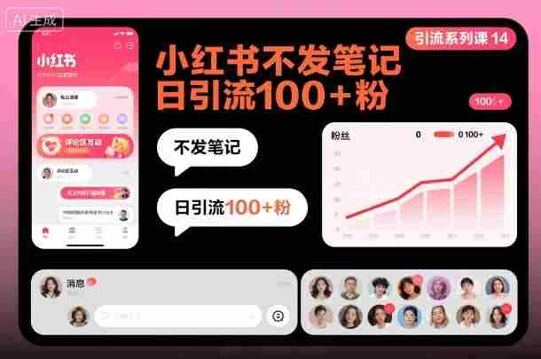 引流系列课14：小红书不发笔记日引流100+粉