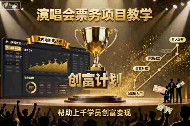 演唱会票务项目教学，业内培训天花板，帮助上千学员创富变现