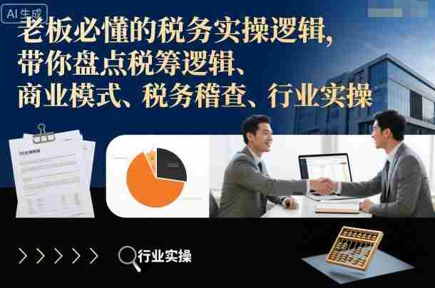老板必懂的税务实操逻辑，带你盘点税筹逻辑、商业模式、税务稽查、行业实操