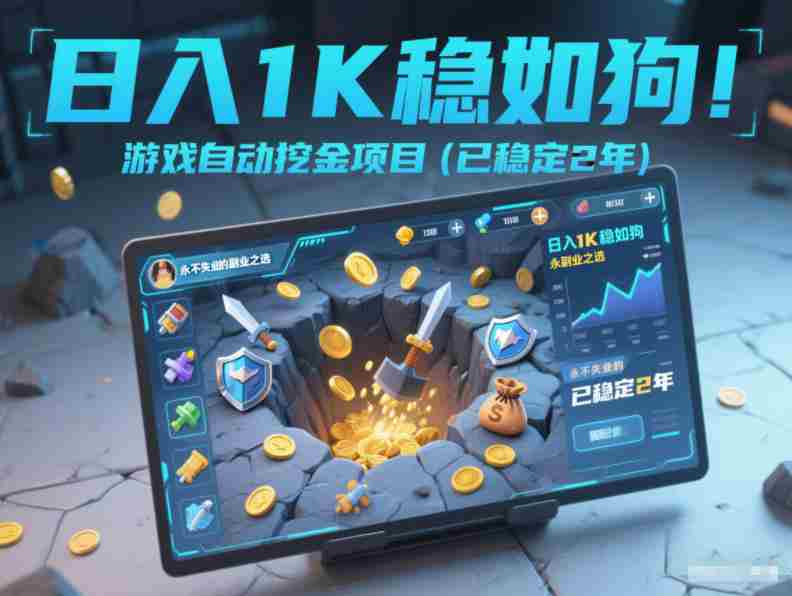 日入1K稳如狗！游戏自动挖金项目（已稳定2年），永不失业的副业之选【揭秘】