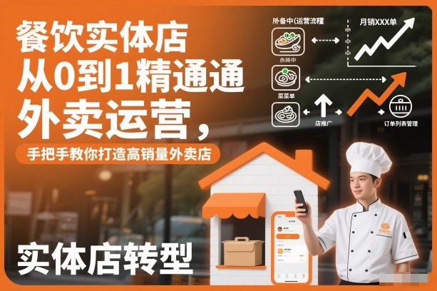 餐饮实体店从0到1精通外卖运营，手把手教你打造高销量外卖店