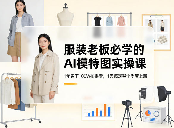 服装老板必学的AI模特图实操课，1年省下100W拍摄费，1天搞定整个季度上新