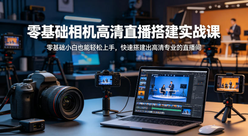零基础相机高清直播间搭建实战课，小白也能轻松上手，快速搭建出高清专业的直播间
