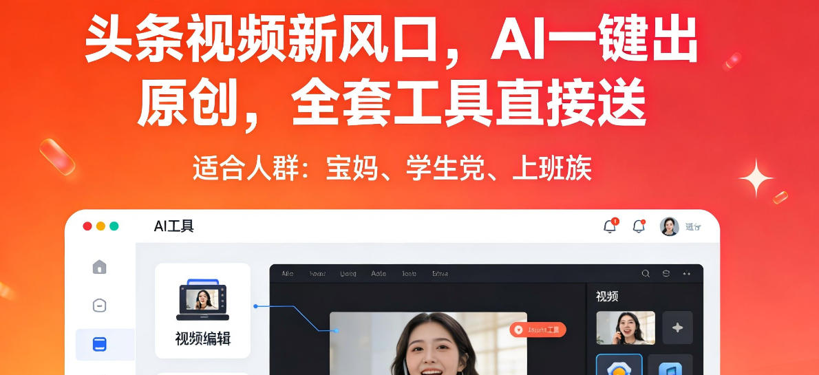 头条视频新风口，AI一键出原创，全套工具直接送，人人可做，有手就行【揭秘】