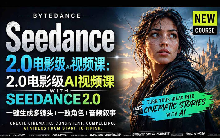 字节跳动的Seedance 2.0 AI电影视频生成制作教程，一键生成多镜头+一致角色+音频叙事-中英字幕