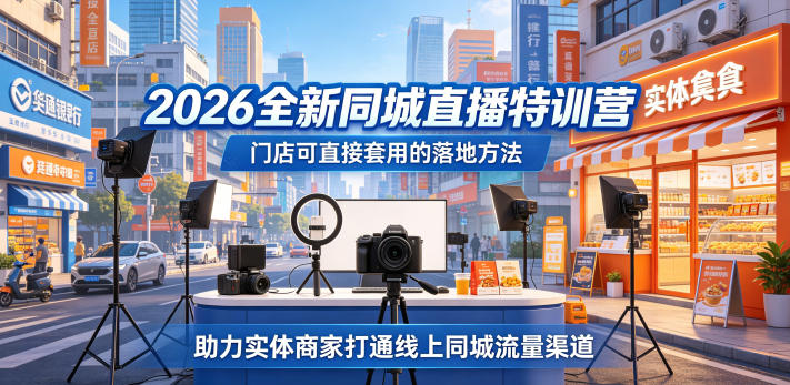 2026全新同城直播特训营，门店可直接套用的落地方法，助力实体商家打通线上同城流量渠道