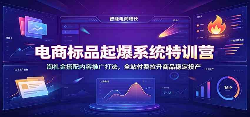 电商标品起爆系统特训营：淘礼金搭配内容推广打法，全站付费拉升商品稳定投产