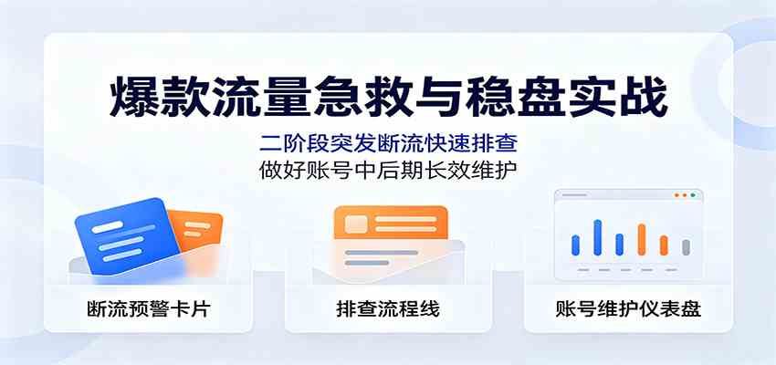 爆款流量急救与稳盘实战：二阶段突发断流快速排查，做好账号中后期长效维护