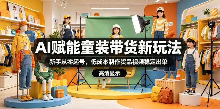 AI赋能童装带货新玩法，新手从零起号，低成本制作货品视频稳定出单