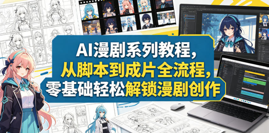 AI漫剧系列教程，从脚本到成片全流程，零基础轻松解锁漫剧创作