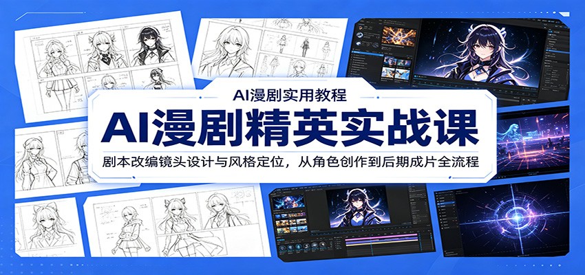 AI漫剧精英实战课：剧本改编镜头设计与风格定位，从角色创作到后期成片全流程