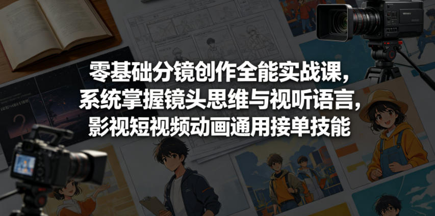 零基础分镜创作全能实战课，系统掌握镜头思维与视听语言，影视短视频动画通用接单技能