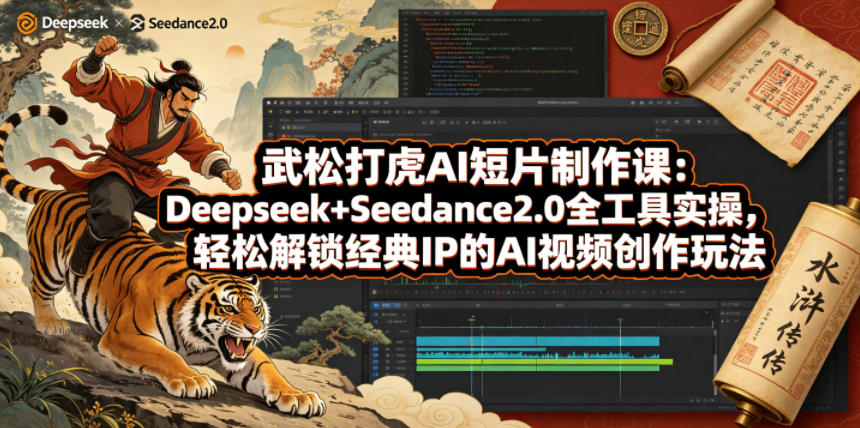 武松打虎AI短片制作课：Deepseek+Seedance2.0全工具实操，轻松解锁经典IP的AI视频创作玩法