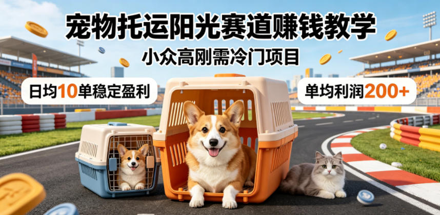 宠物托运阳光赛道賺钱教学，小众高刚需冷门项目，日均10单稳定盈利，单均利润200+