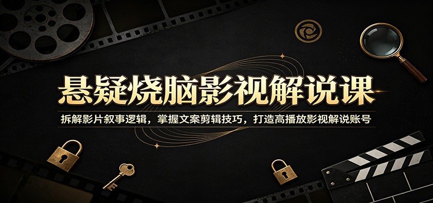 悬疑烧脑影视解说课：拆解影片叙事逻辑，掌握文案剪辑技巧，打造高播放影视解说账号
