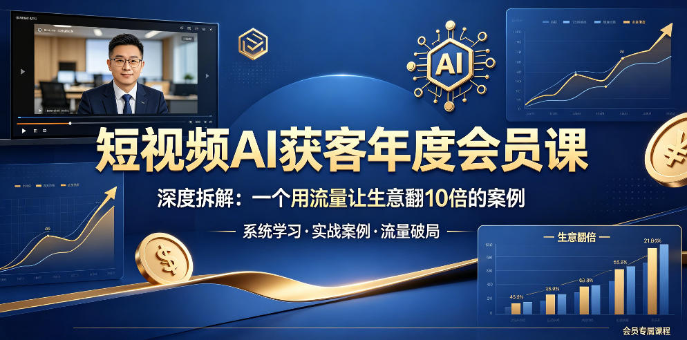 短视频AI获客年度会员课，深度拆解，一个用流量让生意翻10倍的案例