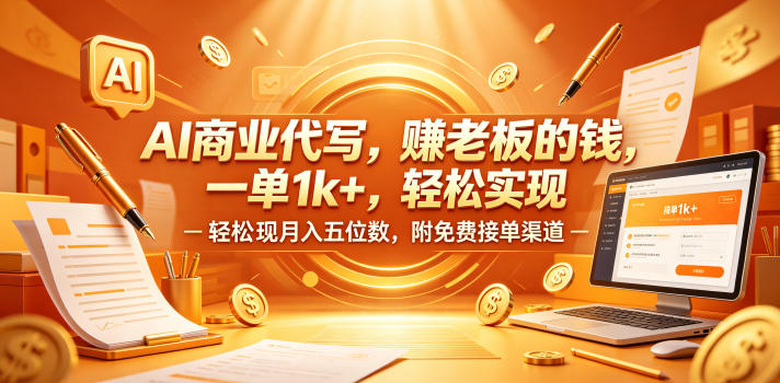AI商业代写，賺老板的钱，一单1k+，轻松实现月入五位数，附免费接单渠道【揭秘】