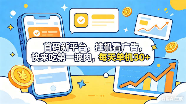首码新平台，挂G自动看广告，快来吃第一波肉，每天单机30+，可矩阵放大【揭秘】