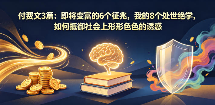 付费文3篇：即将变富的6个征兆，我的8个处世绝学，如何抵御社会上形形色色的诱惑
