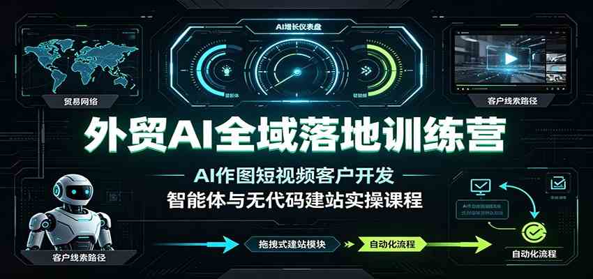 外贸AI全域落地训练营：AI作图短视频客户开发，智能体与无代码建站实操课程
