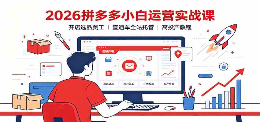 2026拼多多小白运营实战课：开店选品美工，直通车全站托管高投产教程