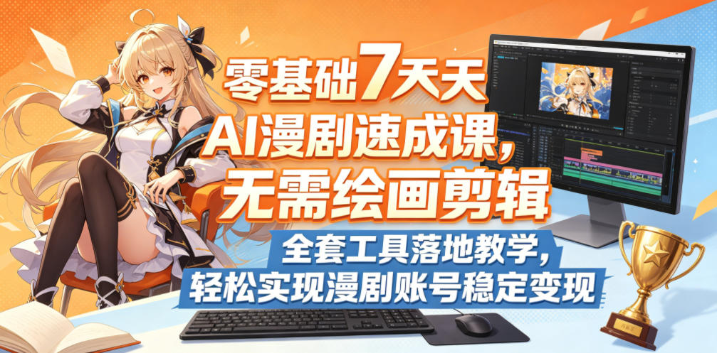 零基础7天AI漫剧速成课，无需绘画剪辑，全套工具落地教学，轻松实现漫剧账号稳定变现