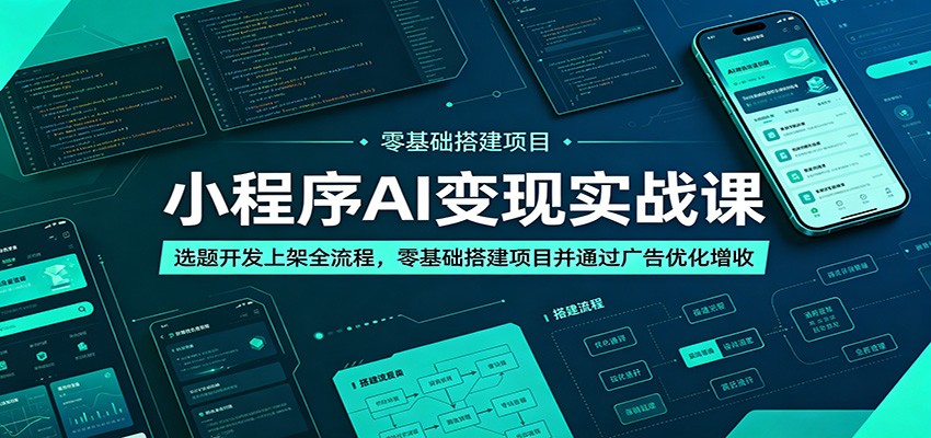 小程序AI变现实战课：选题开发上架全流程，零基础搭建项目并通过广告优化增收