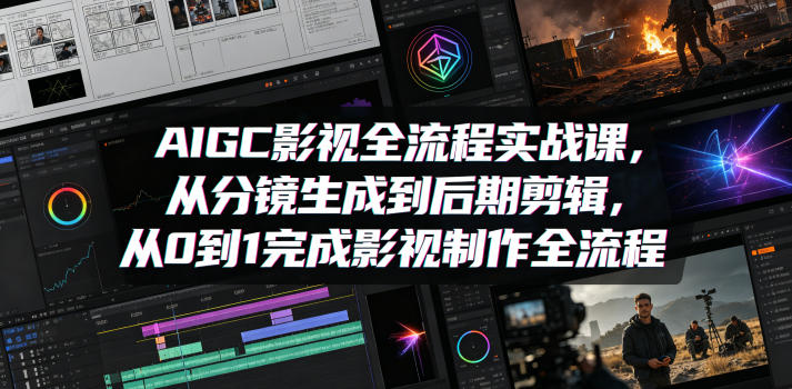 AIGC影视全流程实战课，从分镜生成到后期剪辑，从0到1完成影视制作全流程