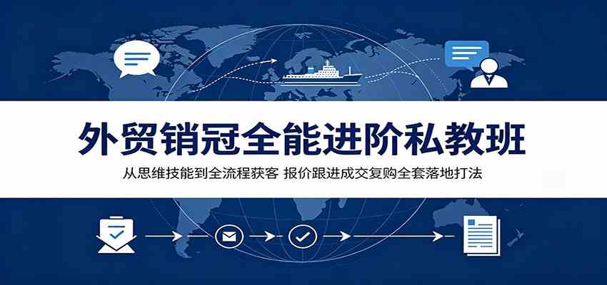 外贸销冠全能进阶私教班：从思维技能到全流程获客，报价跟进成交复购全套落地打法