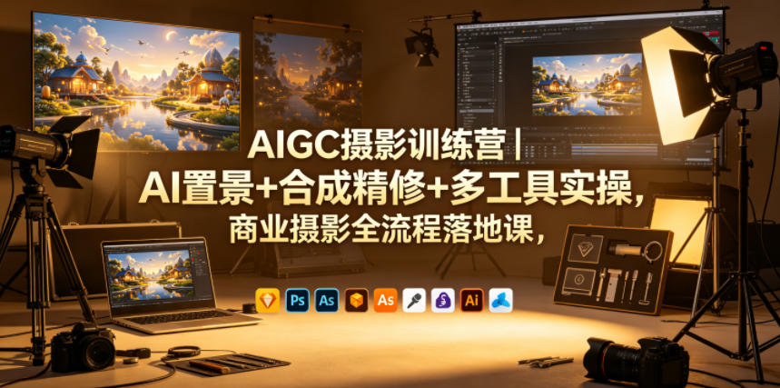 AIGC摄影训练营｜AI置景+合成精修+多工具实操，商业摄影全流程落地课