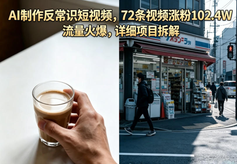 AI制作反常识短视频，72条视频涨粉102.4W，流量火爆，详细项目拆解