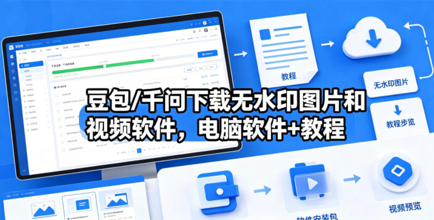 豆包/千问下载无水印图片和视频软件，电脑软件+教程